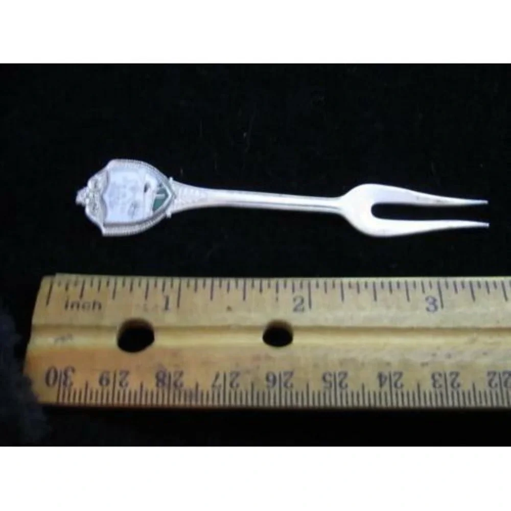 Aloha From Hawaii Travel Souvenir Collectible Appetizer Fork Silver Toned Enamel